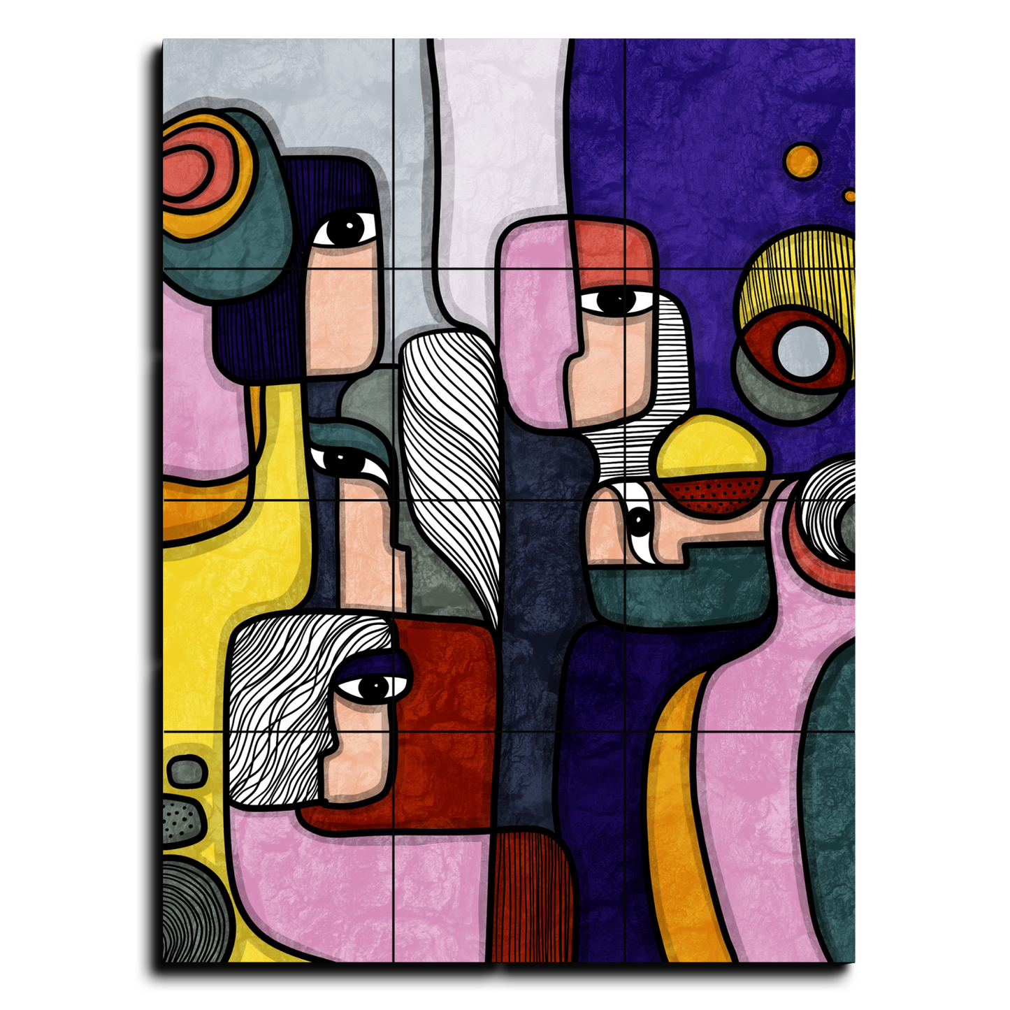 5 Faces Abstract Portrait Luxury Wall Tiles Set