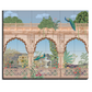 Traditional Mughal Garden Wood Print Luxurious Wooden Wall Tiles Set