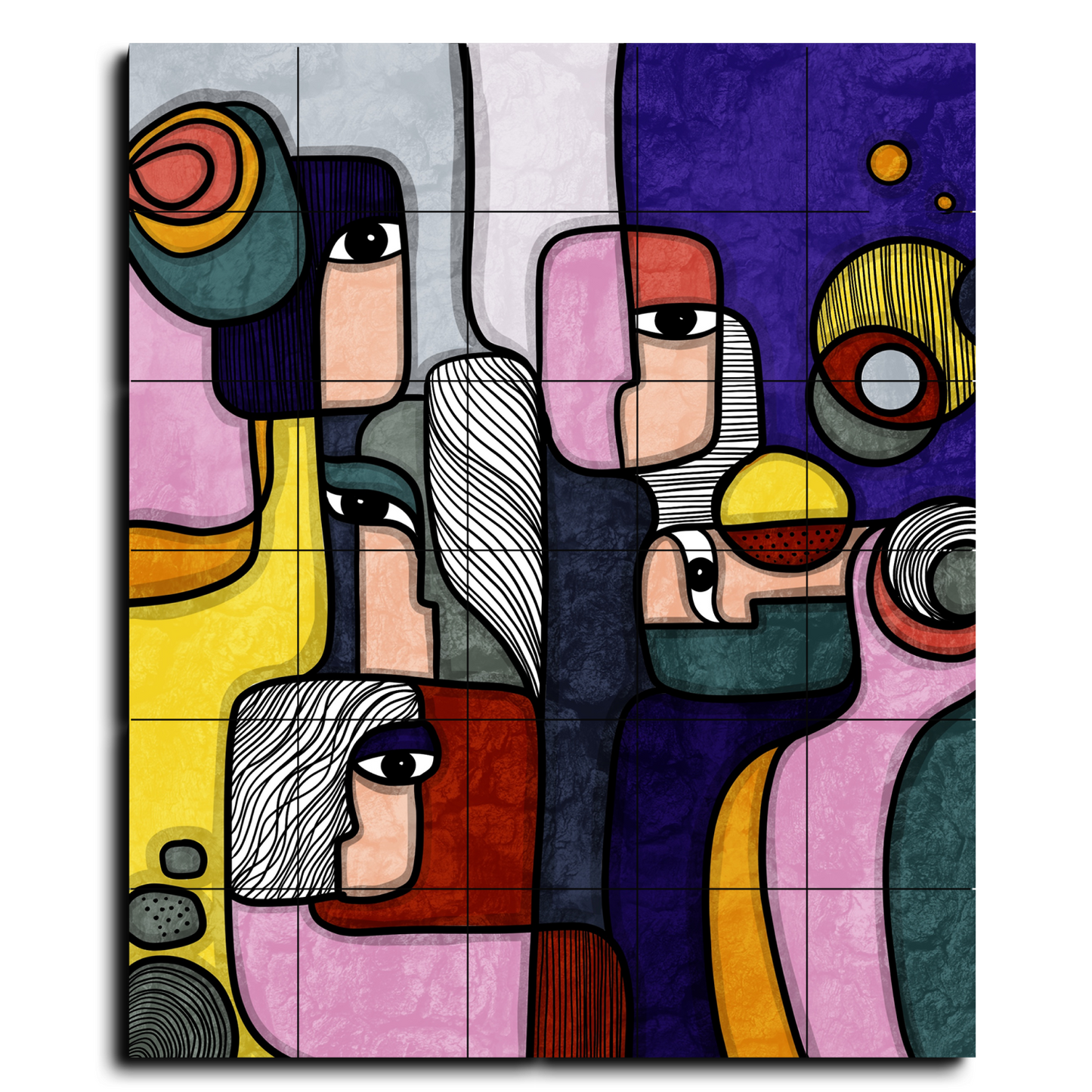 5 Faces Abstract Portrait Luxury Wall Tiles Set