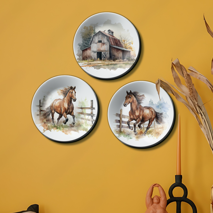 Set of 3 Country Home Wall Plates Art Décor