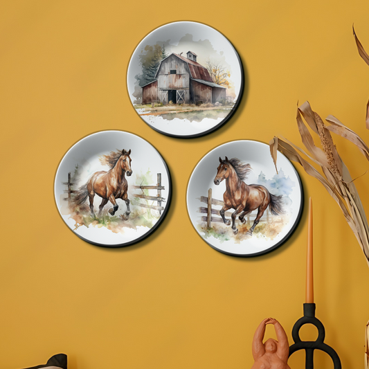 Set of 3 Country Home Wall Plates Art Décor for Rustic Home Accents