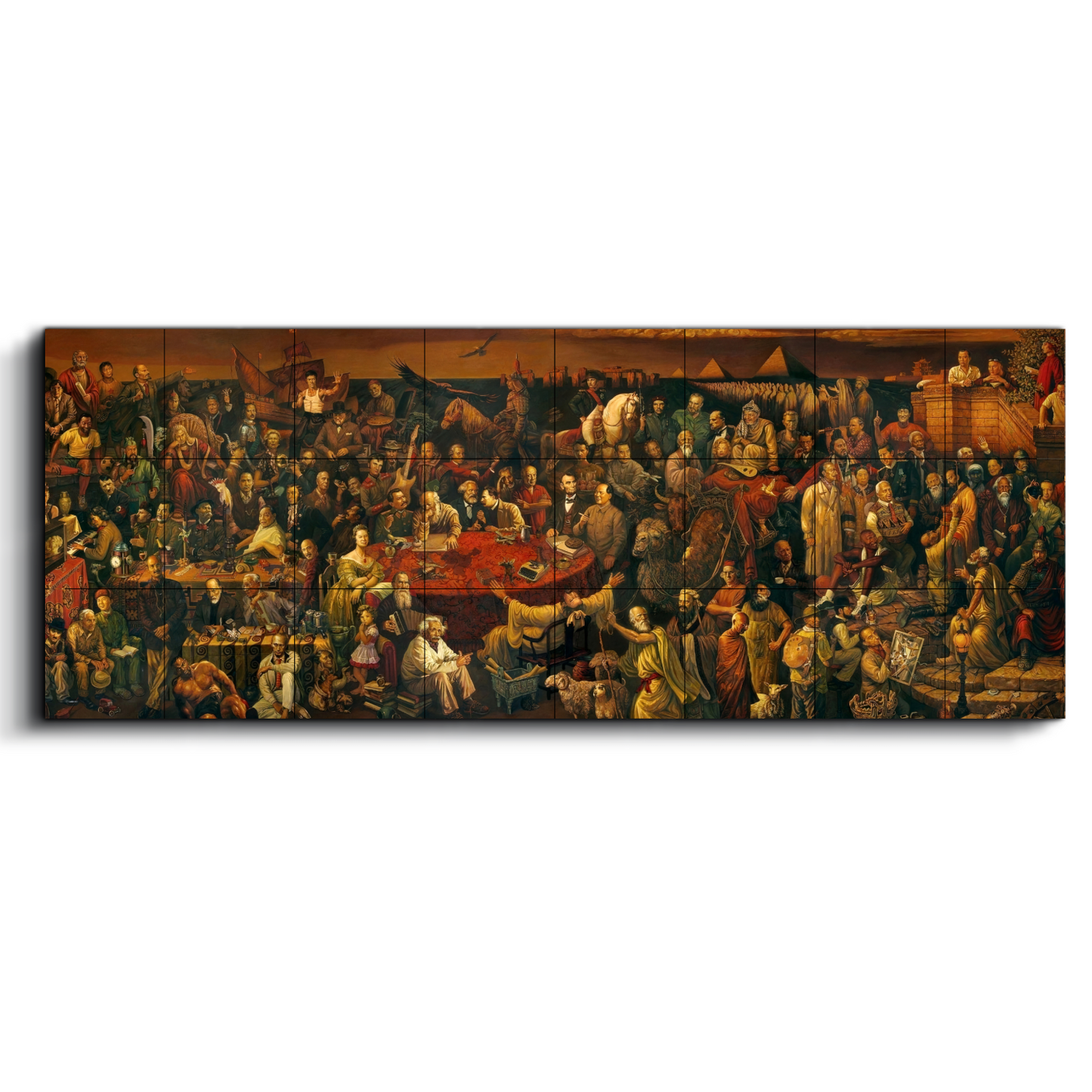 The Internet Sensation Dinner Party With 104 Famous Personalities Wood Print Wooden Wall Tiles Set