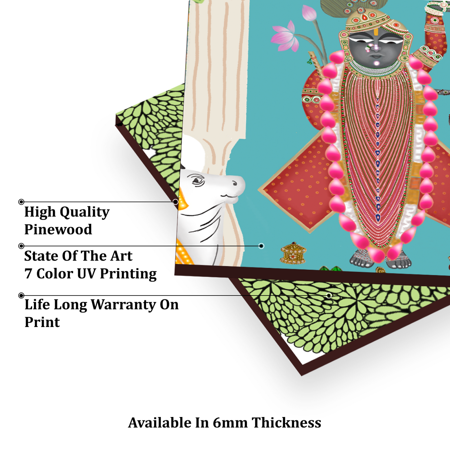 Shrinath Ji Green Pichwai Luxury Wall Tiles Set
