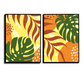 Abstract Botanical Leaf Wood Print Wall Art Set of 2