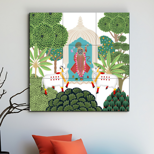 Shrinath Ji Green Pichwai Luxury Wall Tiles Set