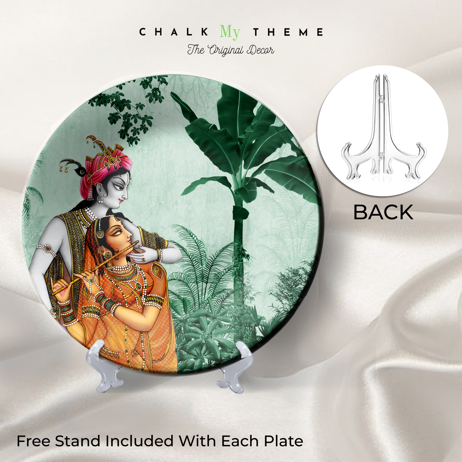 Divine Set of 3 Radha Krishna and Peacock Wall Plates