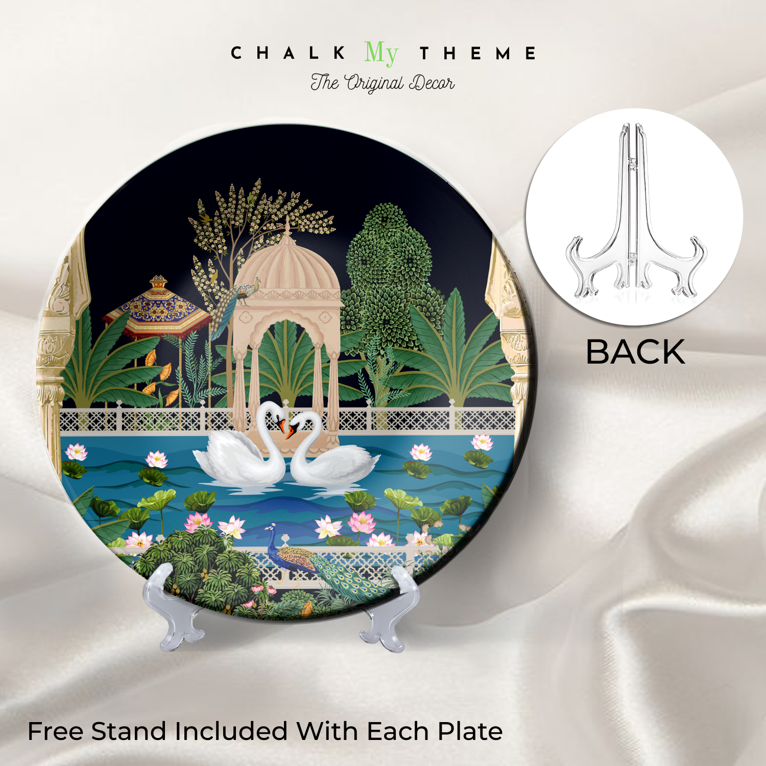 beautiful and royal garden set of 3 wall plates for home decor