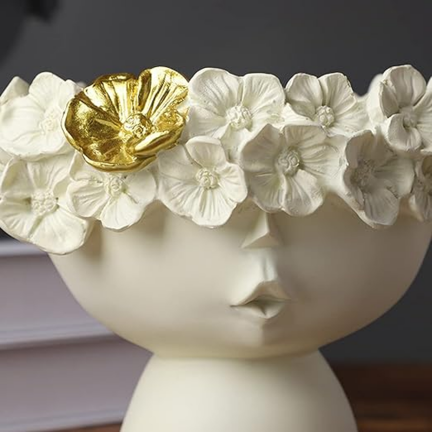 Female Flowers Head Ceramic Planter For Home Décor