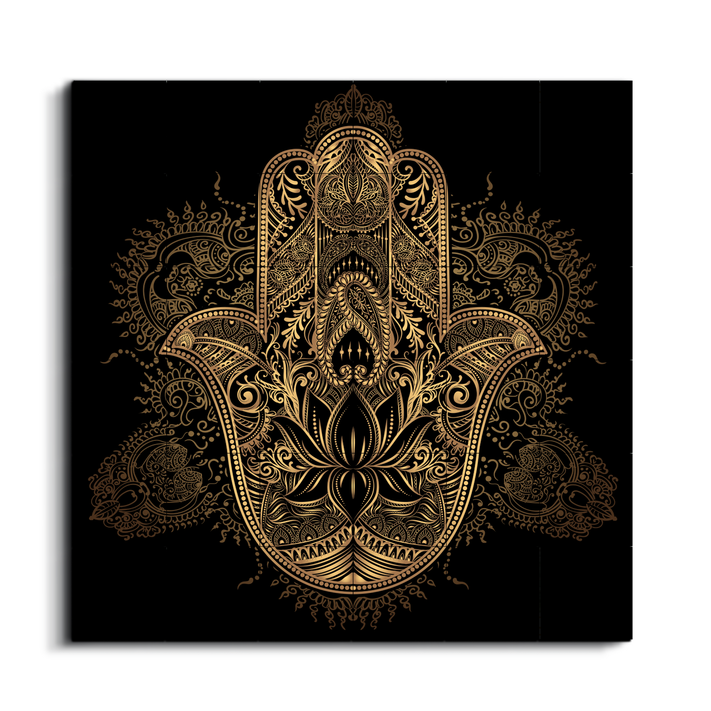 Hamsa Evil Eye Protector Wood Print Wooden Wall Tiles Set