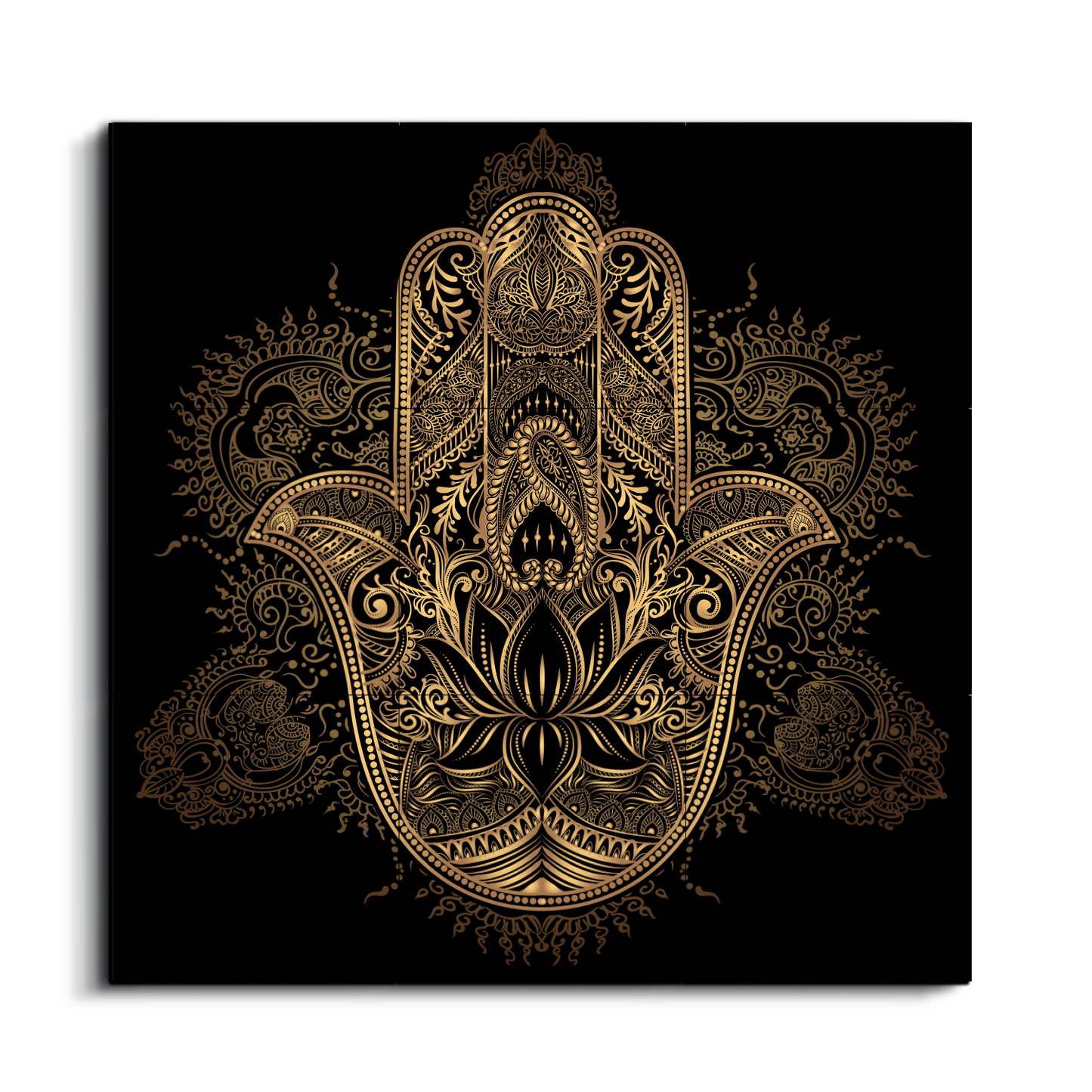 Hamsa Evil Eye Protector Wood Print Wooden Wall Tiles Set