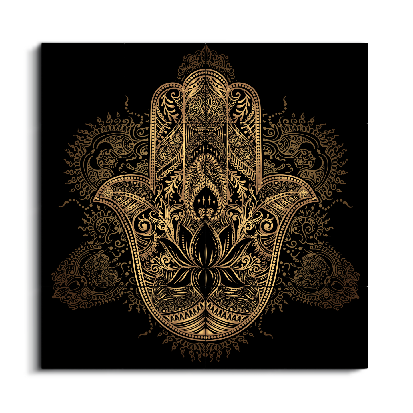 Hamsa Evil Eye Protector Wood Print Wooden Wall Tiles Set