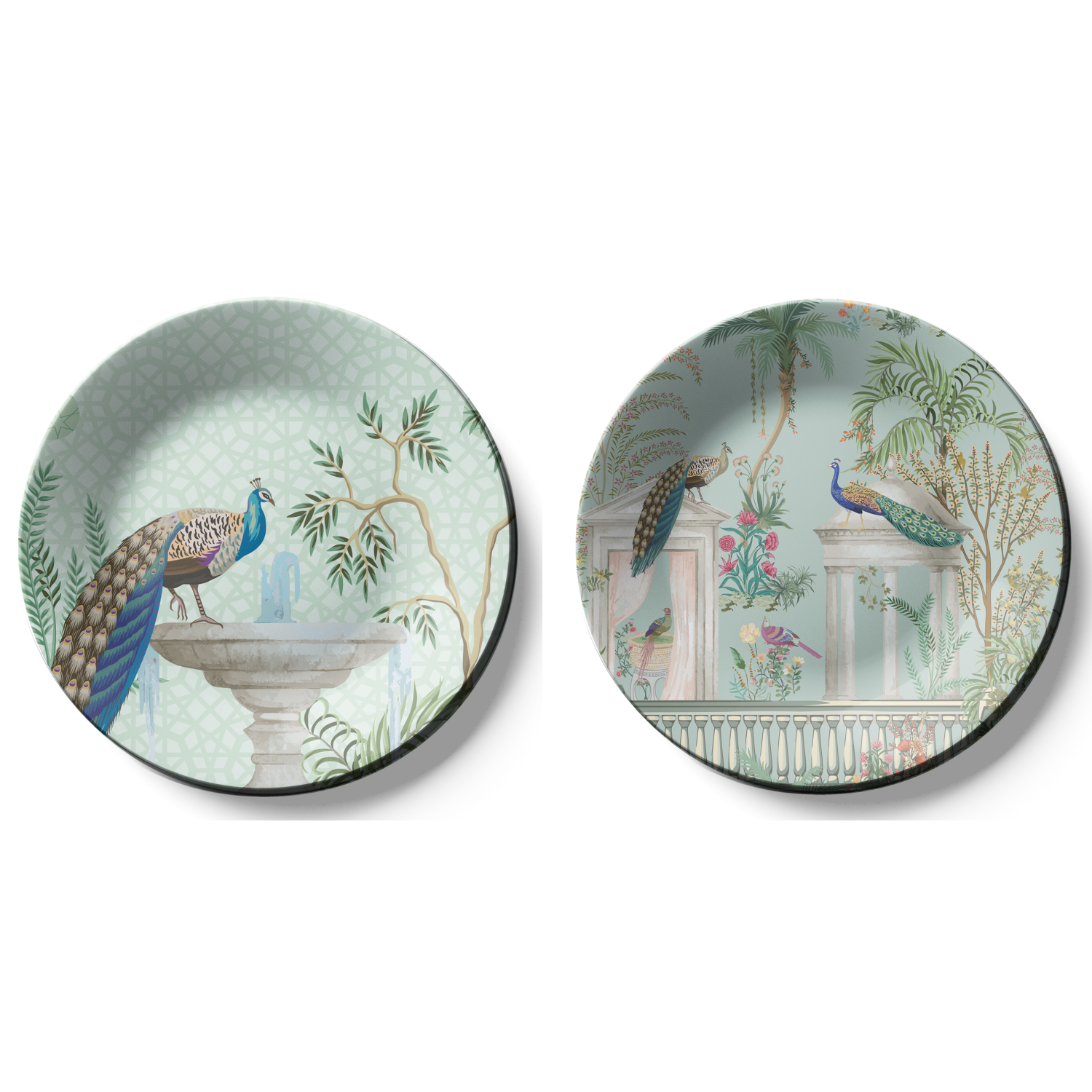 Set of 2 Peacock Wall Plates Décor for Elegant Wall Arrangements