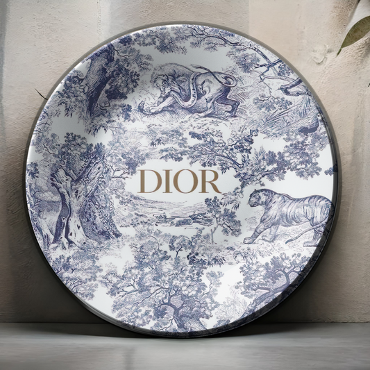 Fashion-themed  tree and tiger printed  ceramic wall plates for home decor