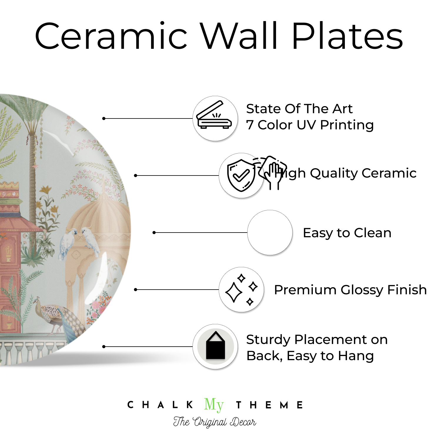 Elegant Set of 3 Royal Garden and Building Wall Plates for business