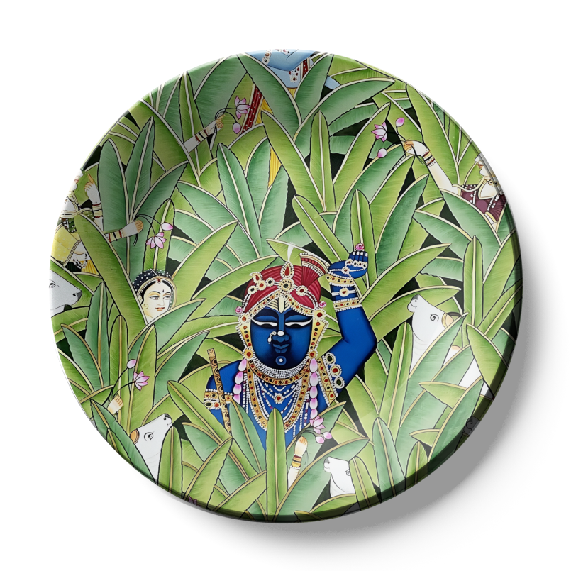 decorative Shrinath Ji Pichwai ceramic wall plate