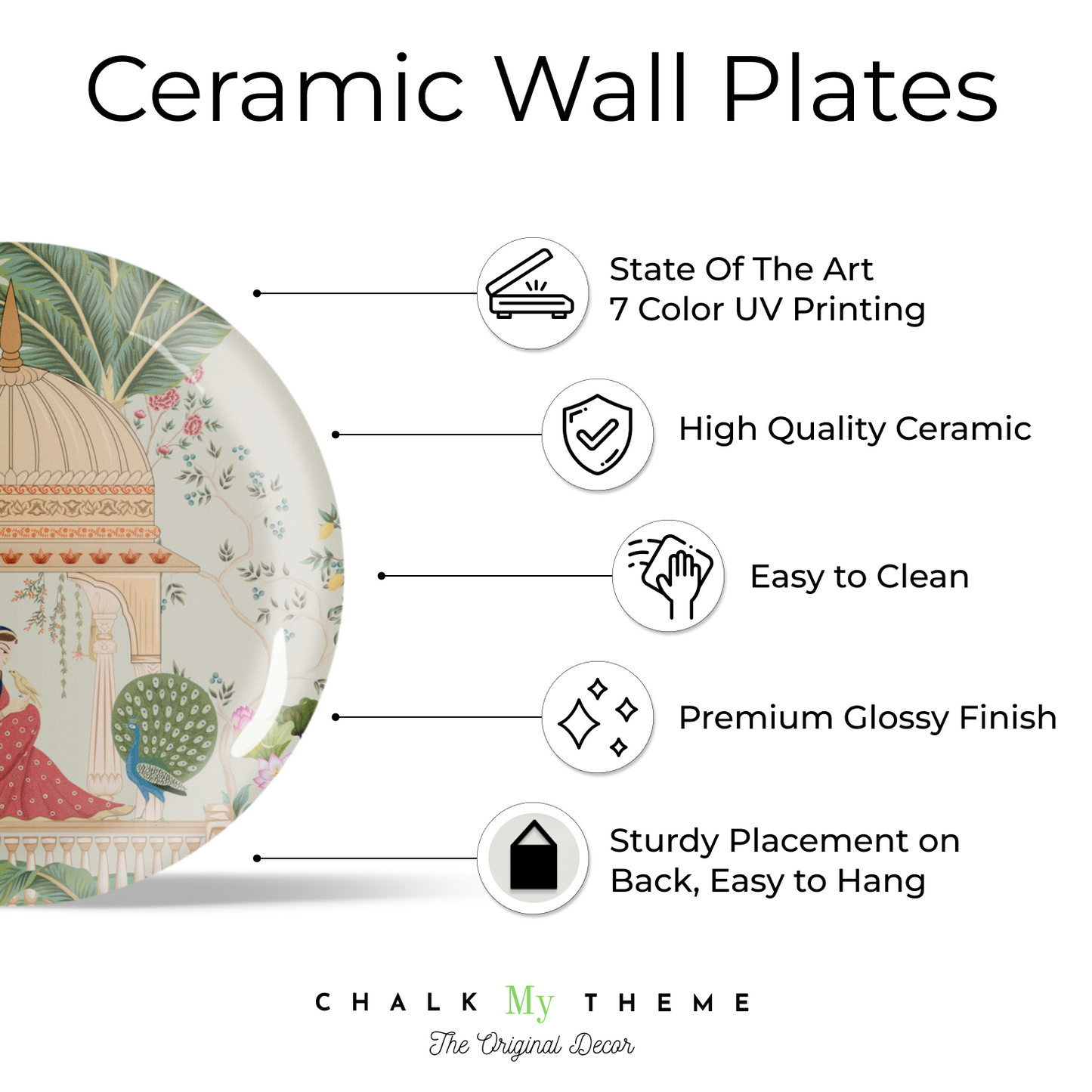Set of 3 Woman, Cow, and Lotus Wall Plates Décor Reflecting Harmony and Beauty