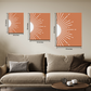 Abstract Sun Mid Century Wood Print Wall Art Set of 2