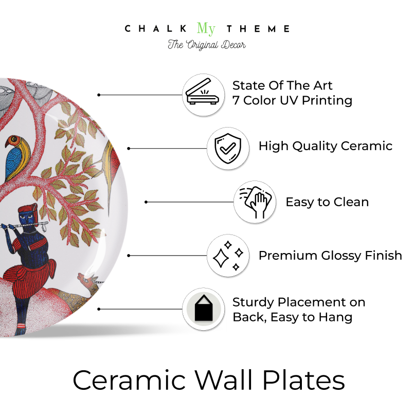 Positive energy Shri Krishna Playing Flute  wall hanging plates 