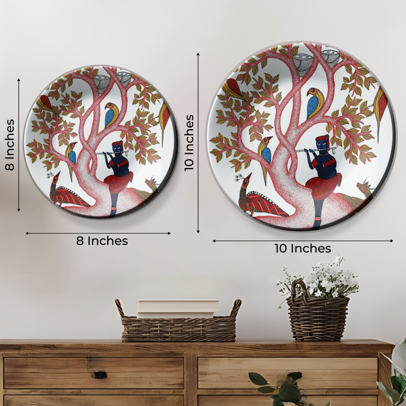 antique wall plates Shri Krishna Playing Flute for business