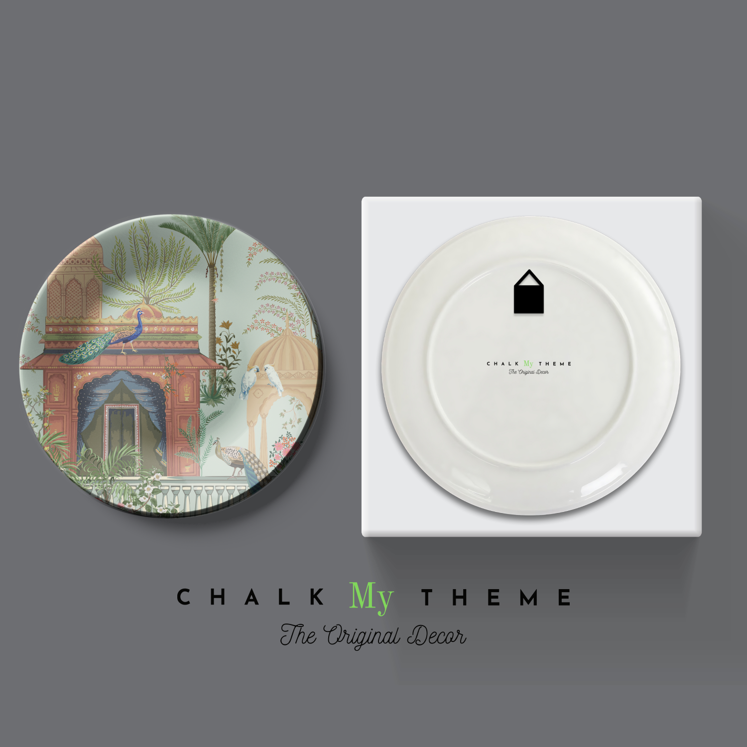 designer Set of 3 Royal Garden and Building Wall Plates Décor