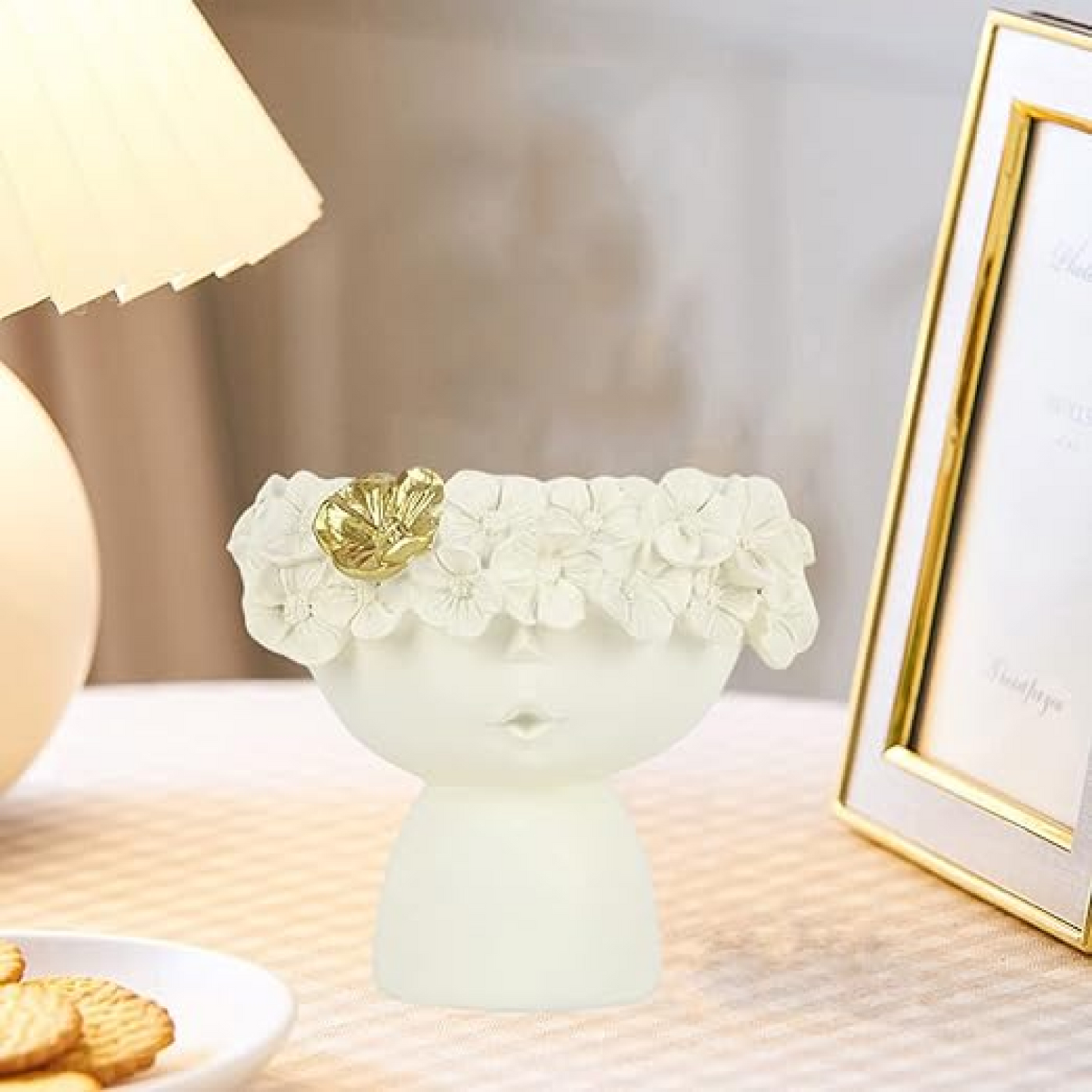 Female Flowers Head Ceramic Planter For Home Décor