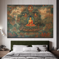 Meditating Buddha and Monks Wood Print Wooden Wall Tiles Set