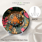 tiger's face green ceramic decorative wall plates