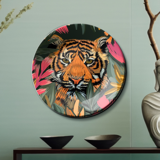 colorful leaves and tiger's face decorative ceramic wall plates