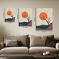 Tree, Sun and Moon Abstract Wood Print Wall Art Set of 2