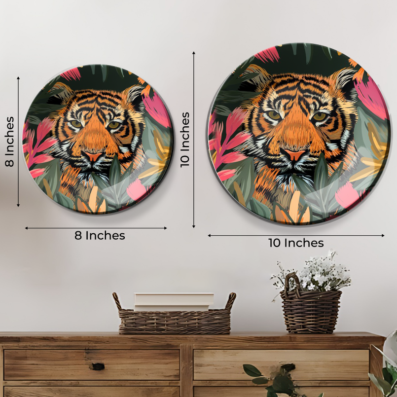 wildlife inspired eye of the tiger ceramic wall hanging plates