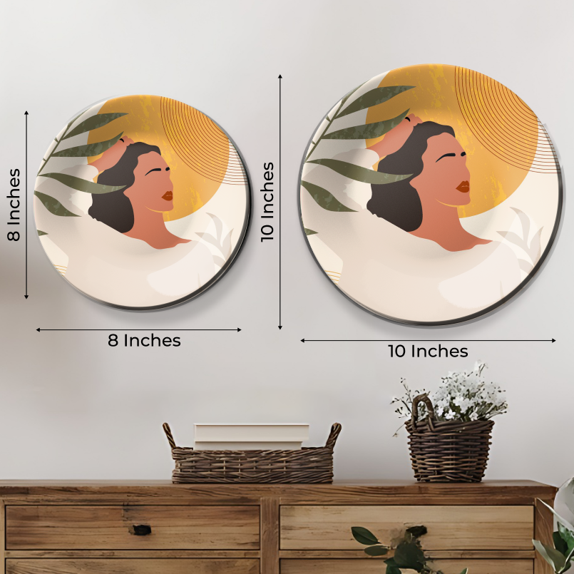 decorative Boho Woman Ceramic Wall Plate  for home decor