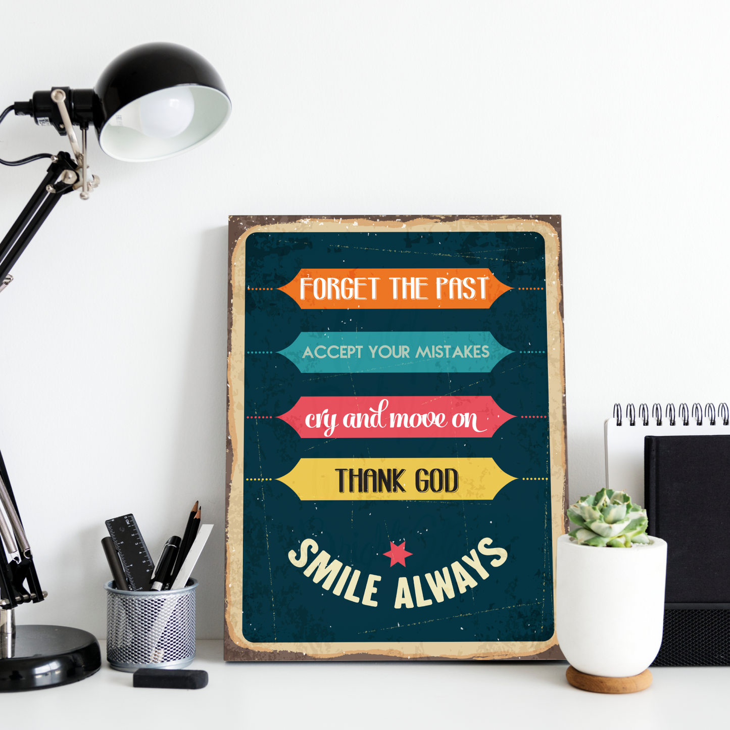 5 Daily Motivation Quote Vintage Wood Print Wall Art