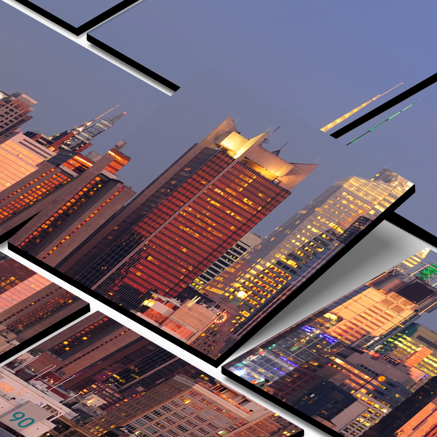 New York City Wood Print Wooden Wall Tiles Set