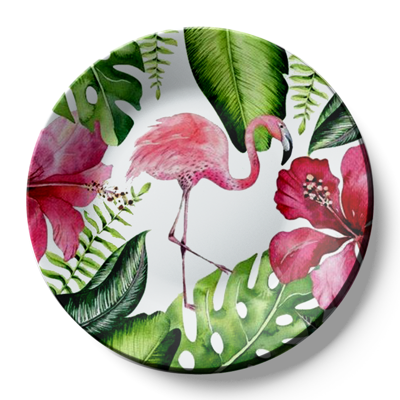 vintage flamingo wall plate for home decor 