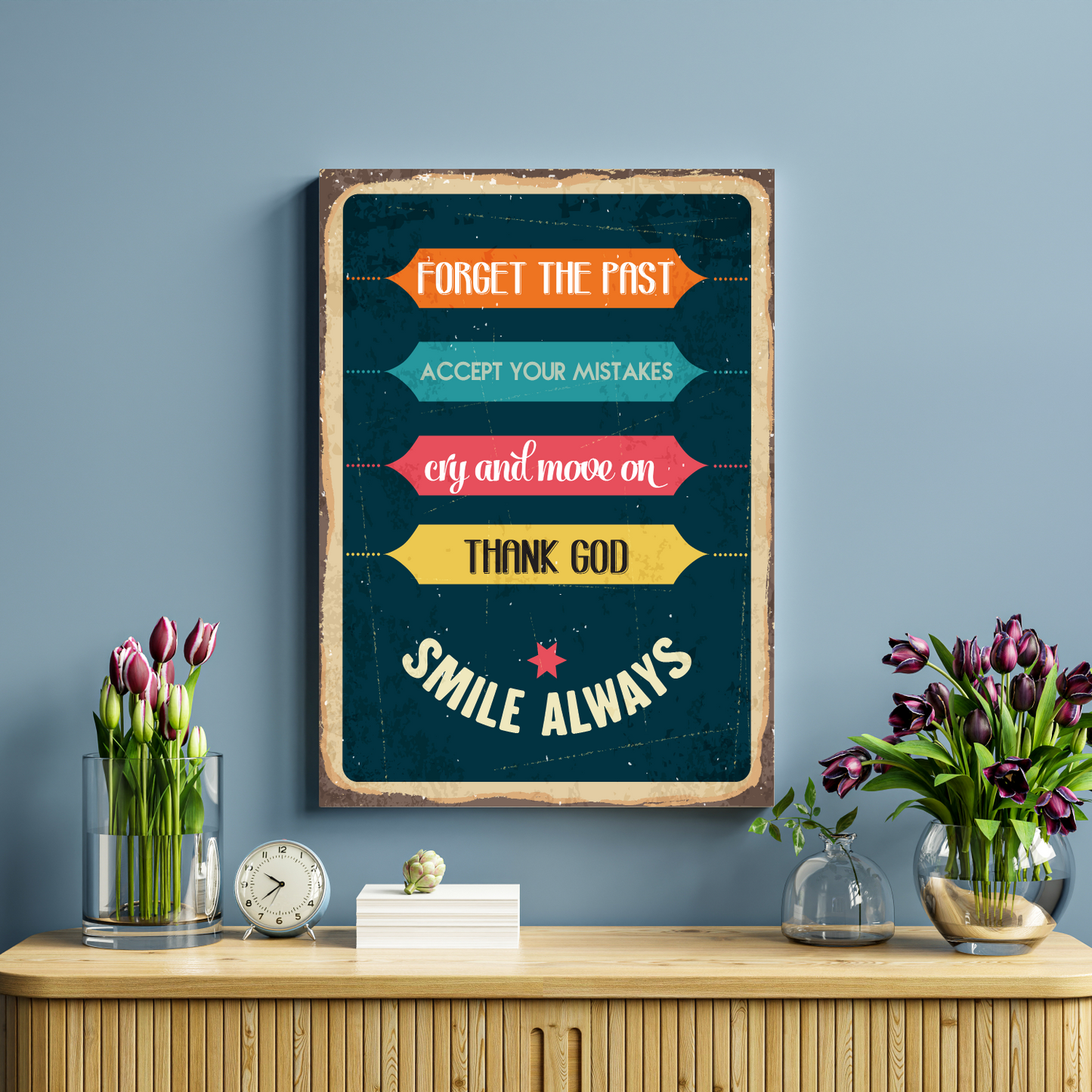 5 Daily Motivation Quote Vintage Wood Print Wall Art