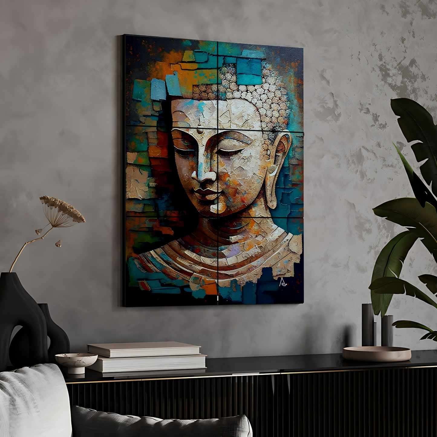 Buddha Idol 3D Wood Print Luxury Wall Tiles Set