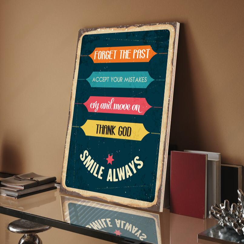 5 Daily Motivation Quote Vintage Wood Print Wall Art