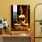 Meditating Buddha Idol Wood Print Wall Art Black & Gold