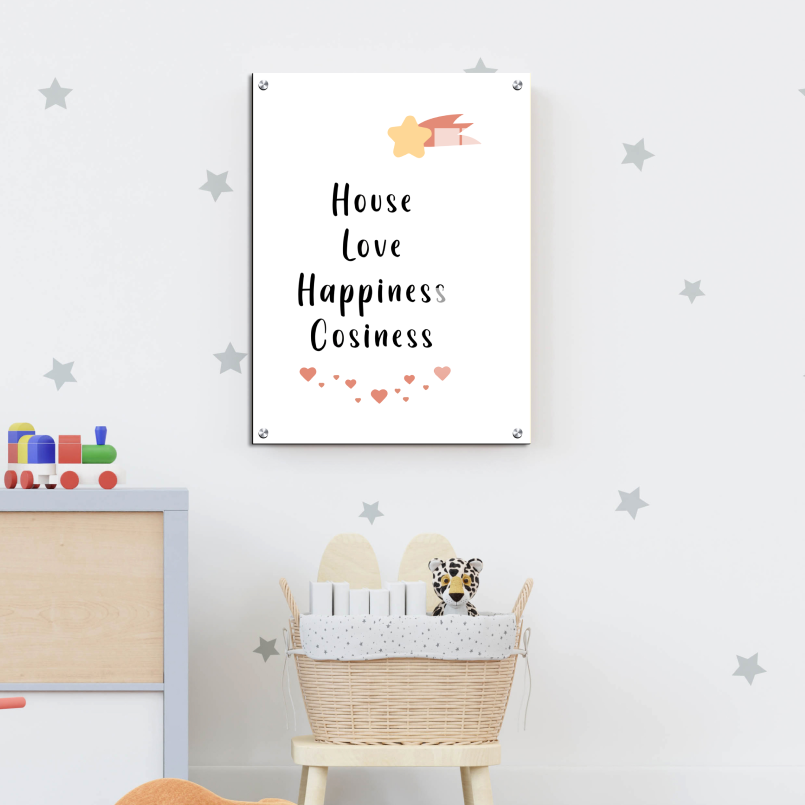 House Love Happiness Cosiness Wood Print Wall Art