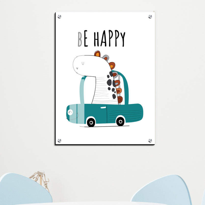 Be Happy Wood Print Wall Art