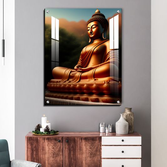 Buddha Meditating in Nature Wood Print Wall Art