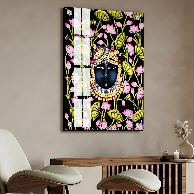 Shrinath Ji Pichwai Wood Print Wall Art Black