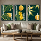 Yellow Flower Wood Print Wall Art Set of 3