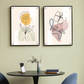 Minimalist Flower and Leaves Wood Print Wall Art Set of 2