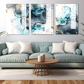 Abstract Blue and Gold Wood Print Wall Art Set of 3