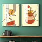 Minimalist Boho Contemporary Modern Wood Print Wall Art Set of 2