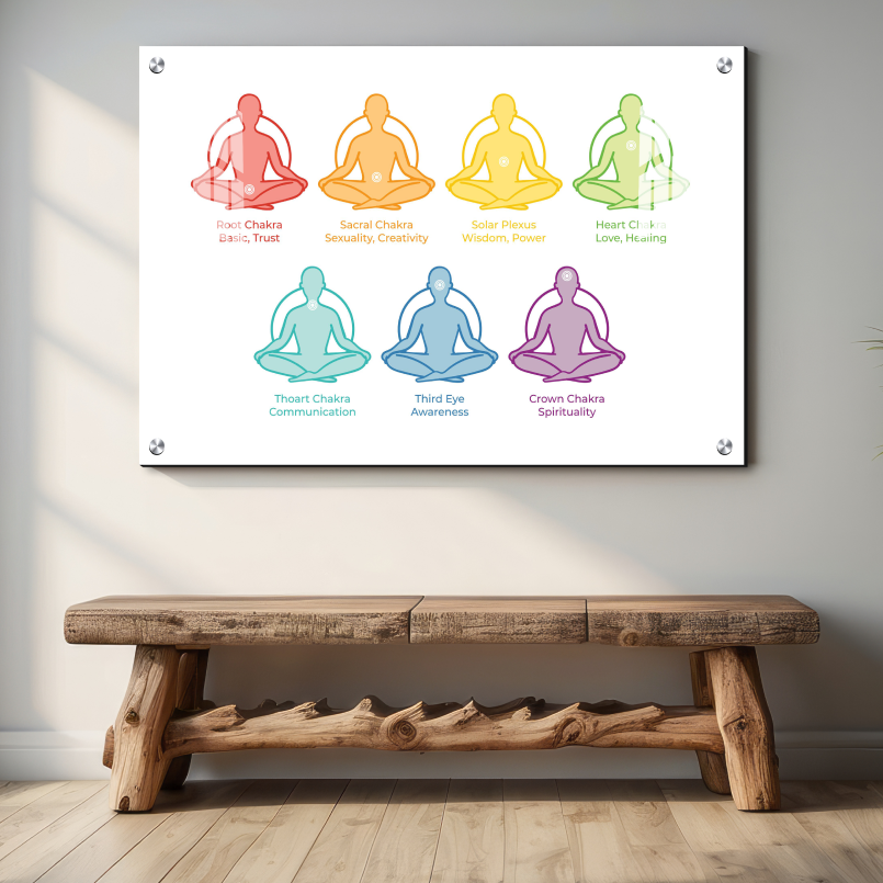 The 7 Chakra in Calm Color Wood Print Wall Art