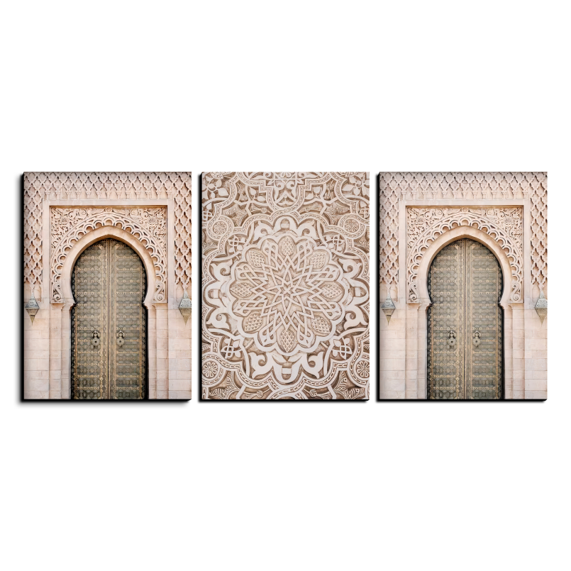Morocco Oriental Door Wood Print Wall Art Set of 3