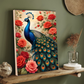 Colorful Peacock and Roses Wood and Acrylic Print Wall Art