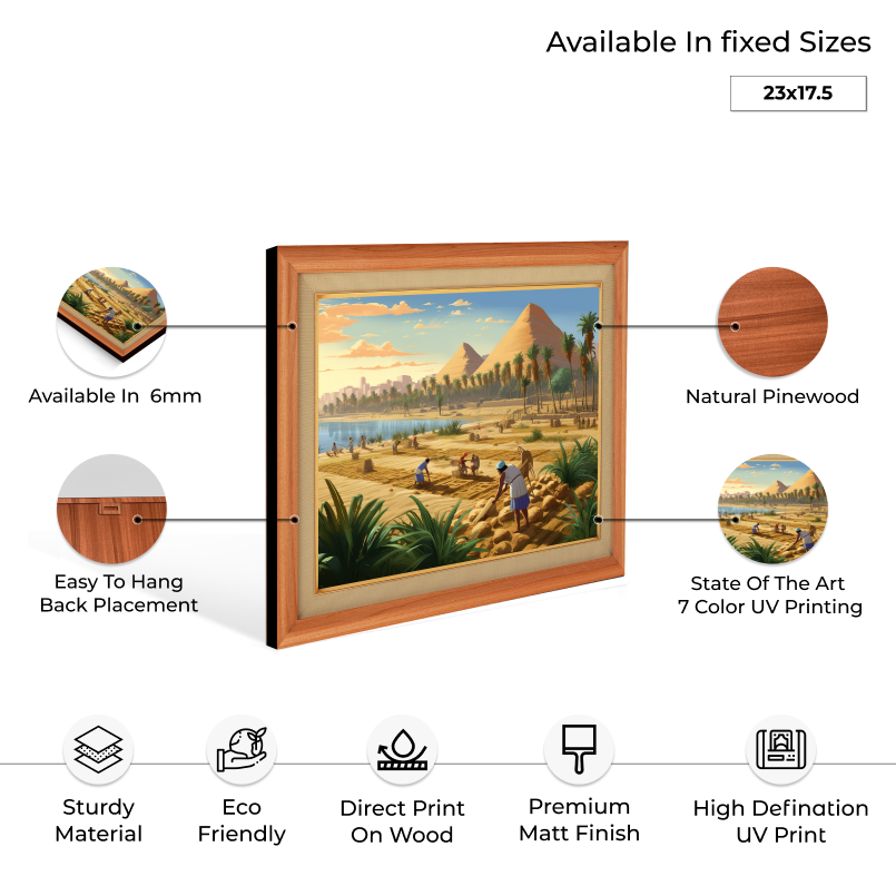 Ancient Egyptian Civilization Wood Print Wall Art 23x17.5 Inches